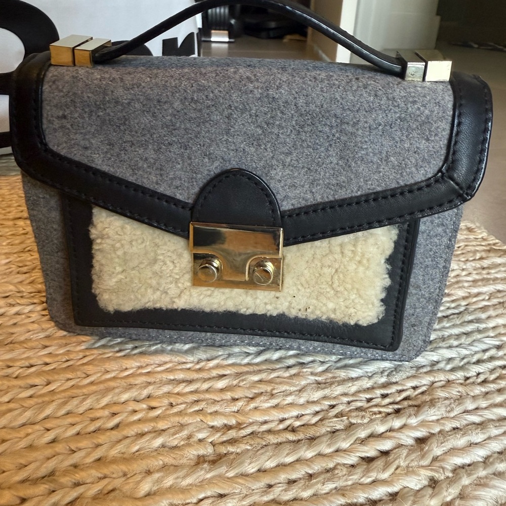 Loeffler Randall Gray and Black Mini Bag with Geometric Design